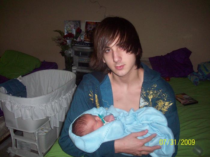 my son josh with his baby cousin