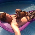 bf and clove being lazy in the pool