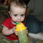 my big boy drinking from his straw sippy...he's 8 months old now!