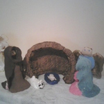 The kids made the baby Jesus, the sheep and the groto