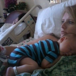 Jake and Mommy waiting to go home...