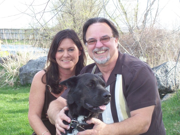 my husband and I with our doggie (Annie)