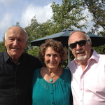 Pat and father's cousins at family reunion in Sweden