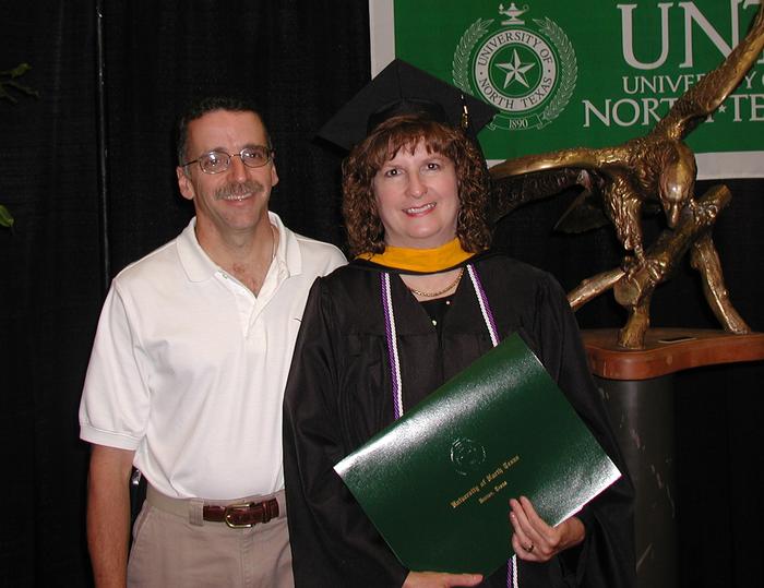 my husband and I at Master's graduation from UNT