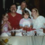 My sister my dad myself and mom Grandpa in the back