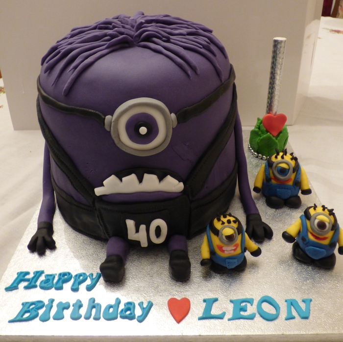 Despicable Me Purple Evil Minion cake made for my son's 40th birthday 18.2.2014