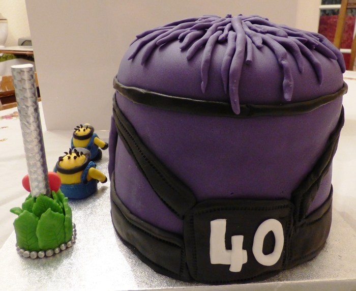 Back of Despicable Me Purple Evil Minion cake