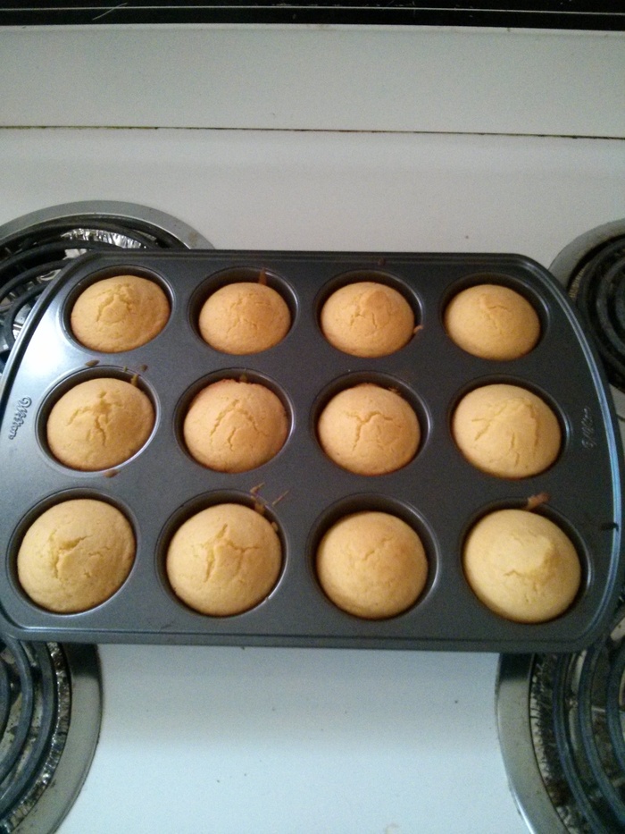 Corn bread muffins fresh out of the oven