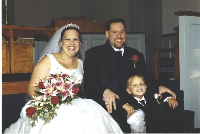 One of my fav wedding pics - Rog and I with my son Matthew - Aug 3, 2002