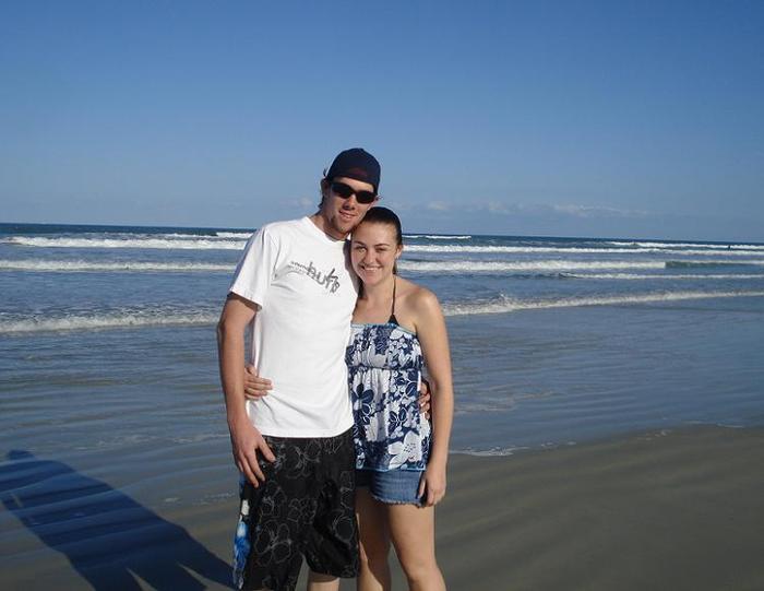 My boyfriend, Roger, and I on our anniversary 3/6/09. We have been together since we were 15. 