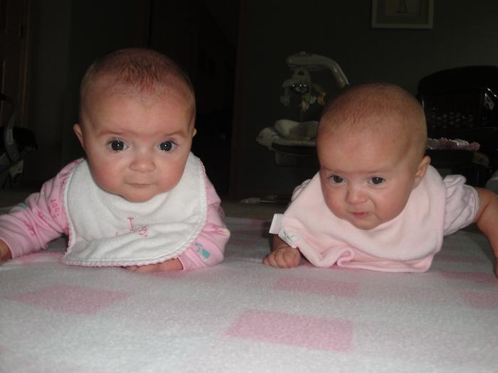 Elsie and Breslyn- big girls! (4 1/2 months)