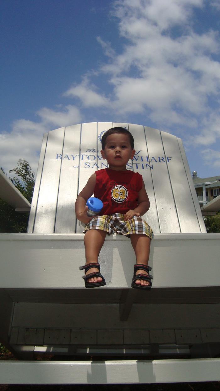 my little man on a big chair! awesome place!