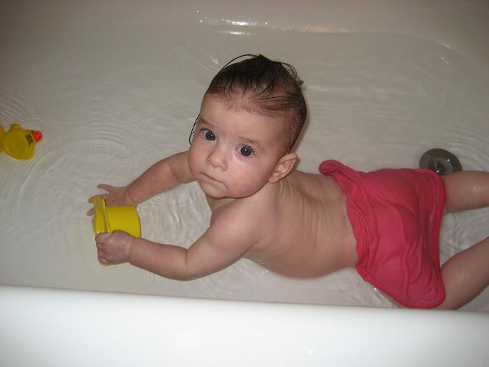 swimming in the tub at 6 months
