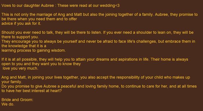 the vows matt and i wrote for aubree.. these were said at our wedding