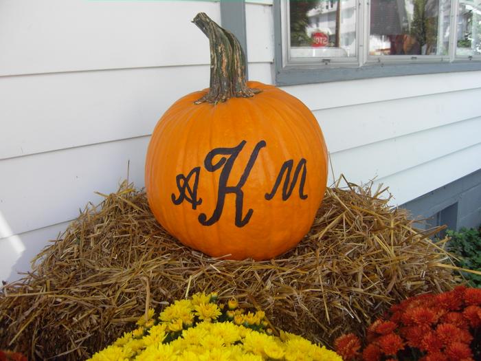 Our monogramn pumpkin = ) we used it at the wedding