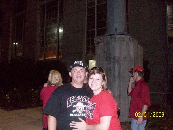 me and beau at first husker game