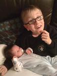 Mitchell with his baby brother.