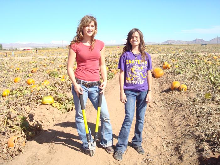 My daughter and son's girlfriend at the pumpkin patch