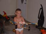 Robbie playing at home. Kid didn't like clothes at all back then...lol