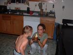 My grandson Robbie having his 4th birthday with his Mommy
