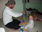 daddy and nolan building a castle (when he's supposed to be in bed!)