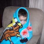 Lucas and his SpongeBob blanket