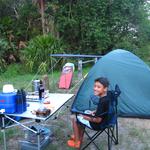 Jarrah with our tent .... 