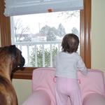 Looking at the snow with her bubby, Gunnar!