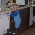 Standing in mommy's kitchen drawer..