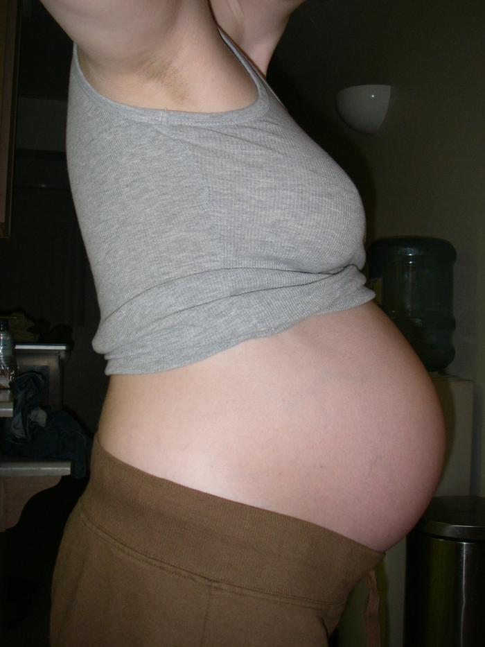 34 weeks, think shes dropped a little this week