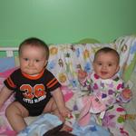 7 months-yes they're twins-Zander is just a big boy!!