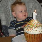 His GIANT cupcake from his birthday!
