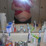 26wks..no stretch marks so far this time either...HOPING!!