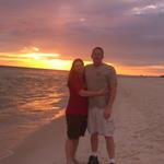my wife and I on the beach yesterday at sunset