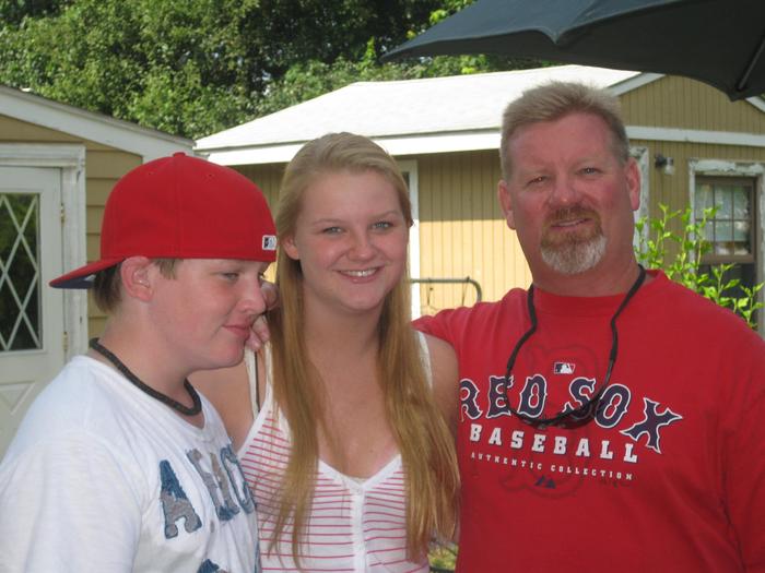 My two oldest, Liv and Joe, with their dad
