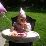 Lovin her pizza! She wouldnt eat her cupcake she shoved it away!