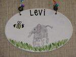 My Mother's Day gift (Levi's handprint as an elephant, my thumbprint as a bee)