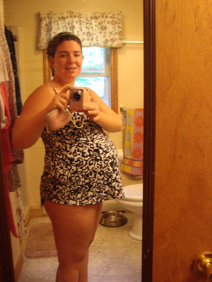 38 weeks (can't believe I'm posting a bathing suit shot)
