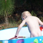 So totally have a blackmail pic now, he's spraying his pee pee in the pool, lol!