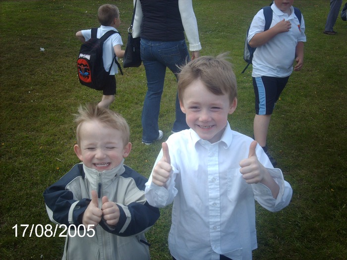 logan and mason at last years sports day! and yes the weather was freezin! :)