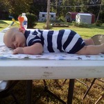 labor day weekend at a cookout sleeping on a table