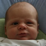 Finn's half wink - six weeks old
