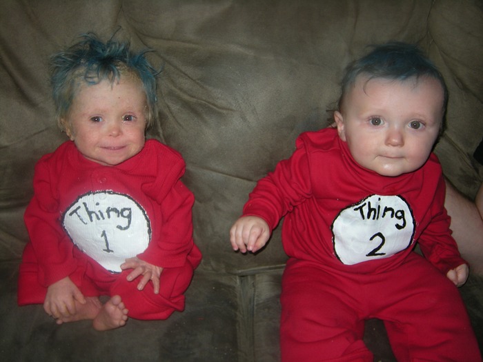 Halloween Night 2010. Boys are Thing 1 and Thing 2 from Dr. Seuss
