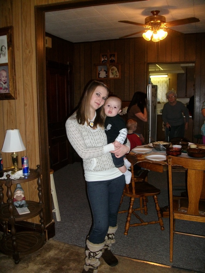 Mommy and cole at his first Thanksgiving dnner!