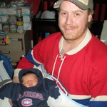 Fynn and daddy watching their first Habs game!!!! GO HABS!!!
