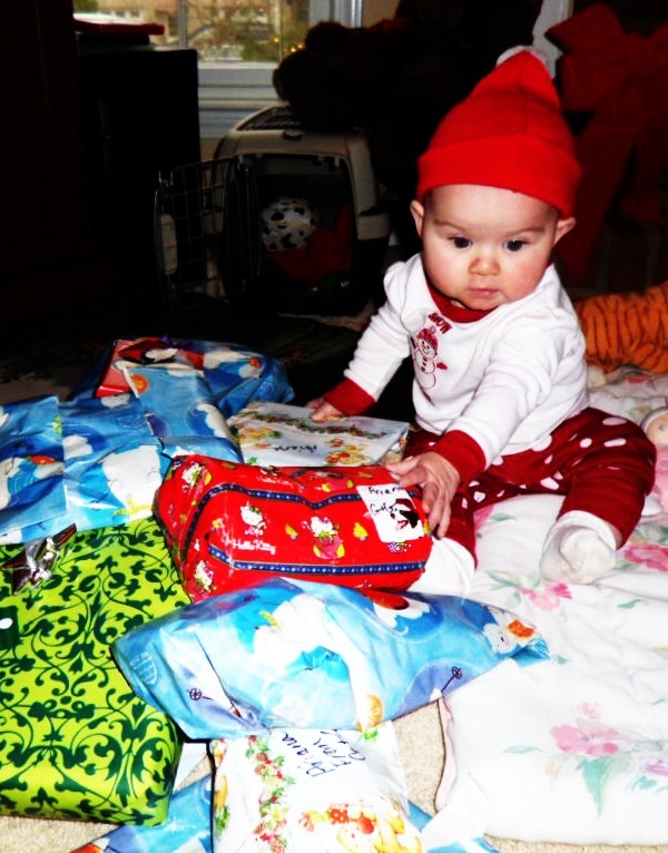 surrounded by her presents :) 