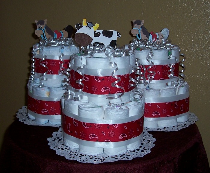 My first 3 diaper cakes I made.