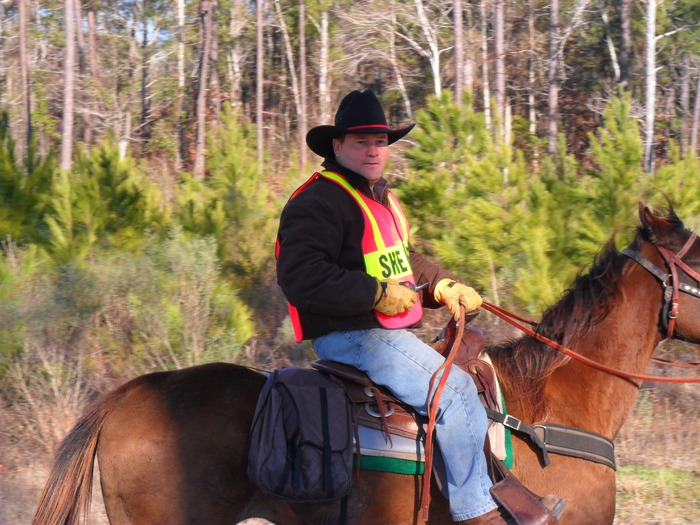 The sheriff apartment who lead the trail ride today on February 6, 2011