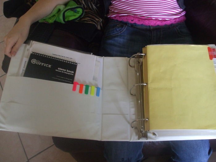 I have pockets on my binder.  I keep a notebook and hi-liters in it.