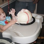 My son Connor's first birthday party! That cake was all his :)